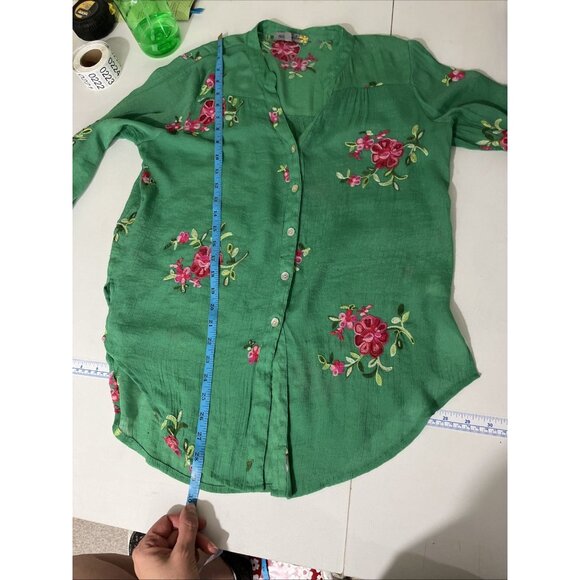 Anthropologie Figueroa & Flower Floral Embroidered Top Women's Size S - Picture 9 of 10